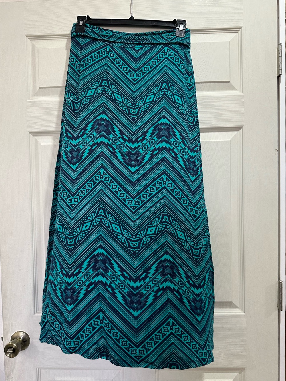 HeartSoul Teal Chevron Maxi Skirt
